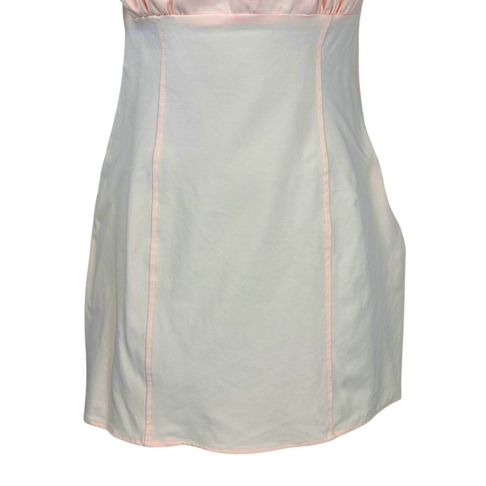 Free People Pera Peach Mini Dress Puff Sleeve Square Neck Smocked Back Size 2 - Picture 5 of 11